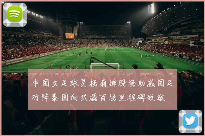 中国女足球员杨莉娜现场助威国足对阵泰国向武磊百场里程碑致敬